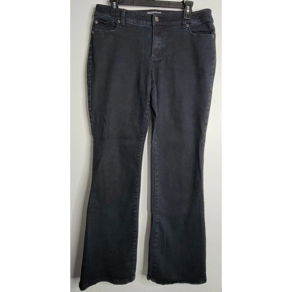 Chicos Womens Size 1.5 US 10 So Slimming Jeans‎ Black Denim Ankle Regular